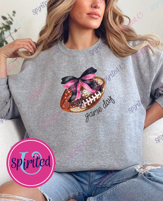 Game Day Football Oversized Sweatshirt -with Bow Details