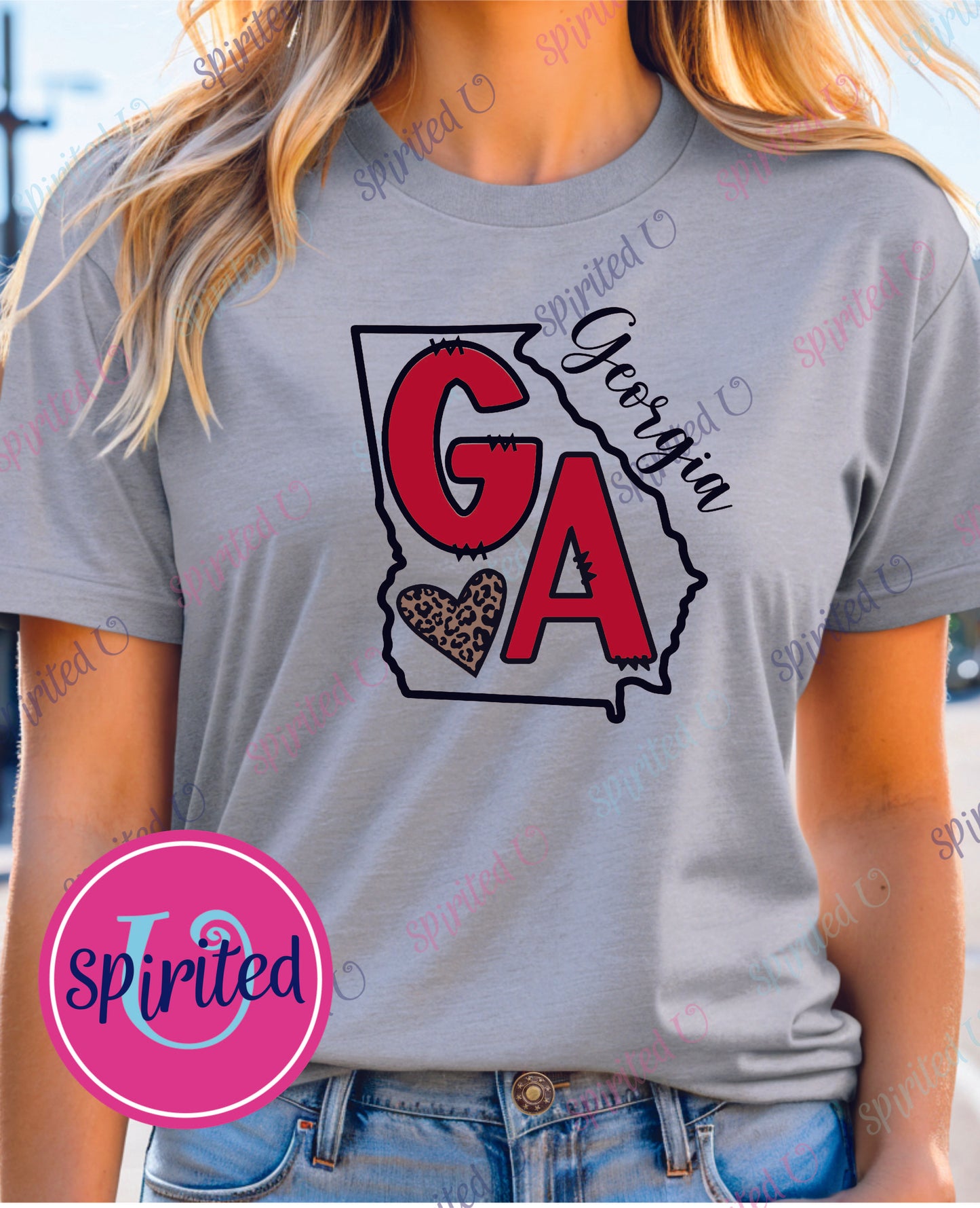 Georgia State T-Shirt with Leopard Print Heart – Bella Canvas