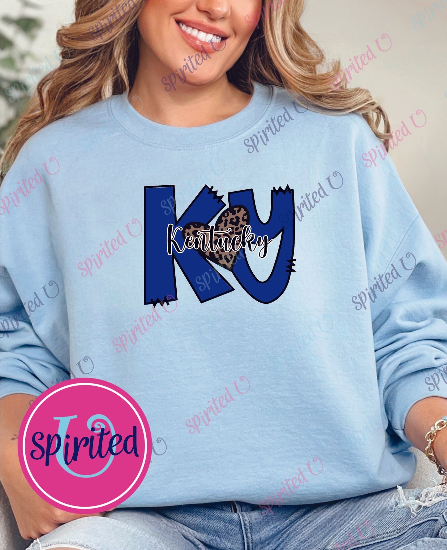 Kentucky Sweatshirt with Animal Print Heart – Gildan 1800